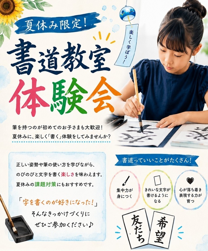 7月限定企画 こども書道教室体験